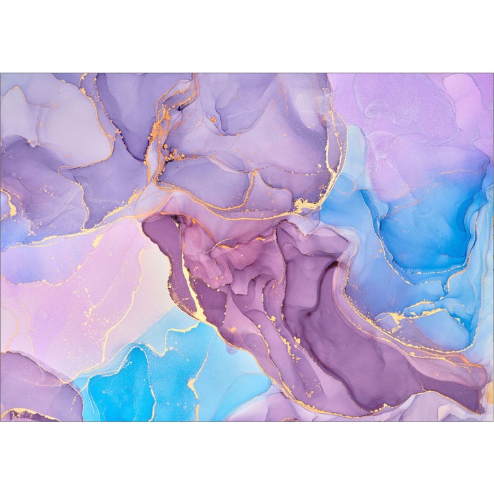 Absztrakt tapéta, öntapadós, Kék Lila Márvány, többszínű, 0,8x120 cm AB59