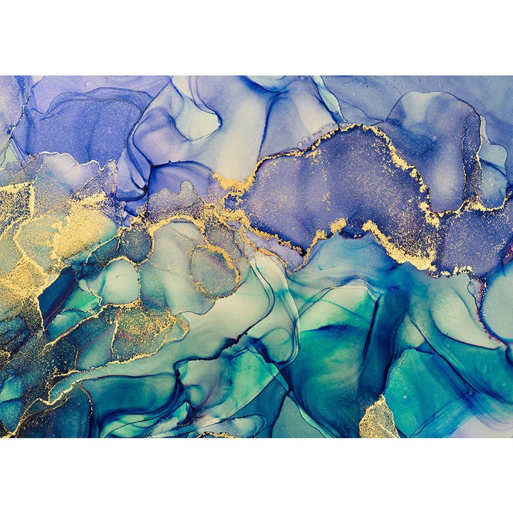 Absztrakt tapéta, öntapadós, Kék Lila Márvány, többszínű, 0,8x120 cm AB73