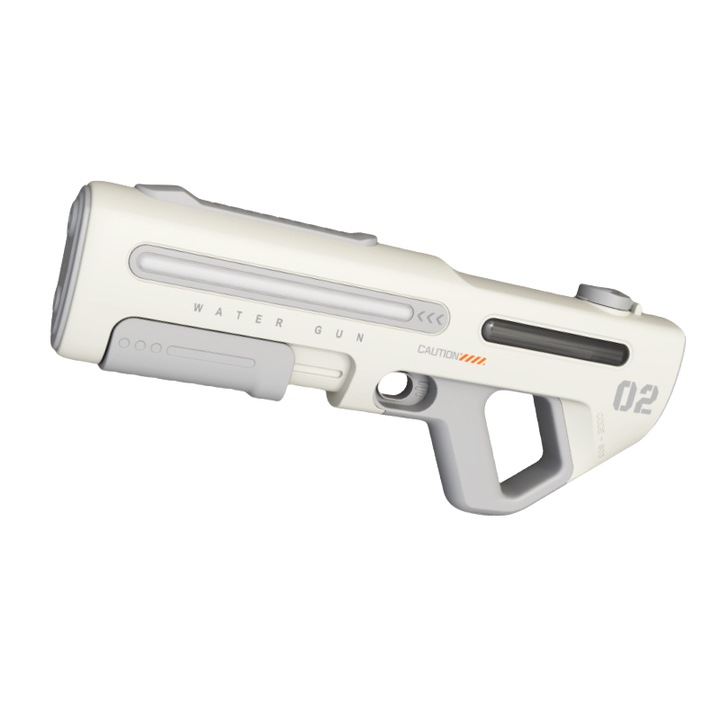 Pistol electric cu apa, joc de vara cu apa, 300 ml, lumina pulsata, absorbtie automata a apei, raza lunga de actiune, alb perlat
