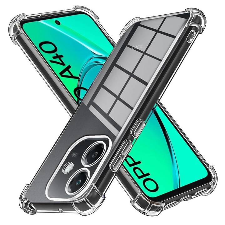 Husa Clear Anti-Soc pentru Oppo A40 4G, Protectie Colturi AirBag, Rezisntenta Socuri si Zgarieturi, Design Slim, Transparenta