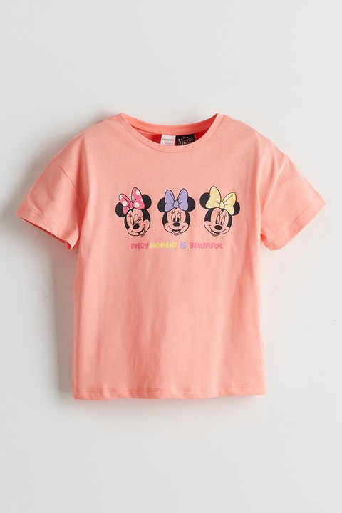 LC WAIKIKI, Tricou din bumbac cu imprimeu Minie Mouse, Negru/Corai/Albastru lavanda