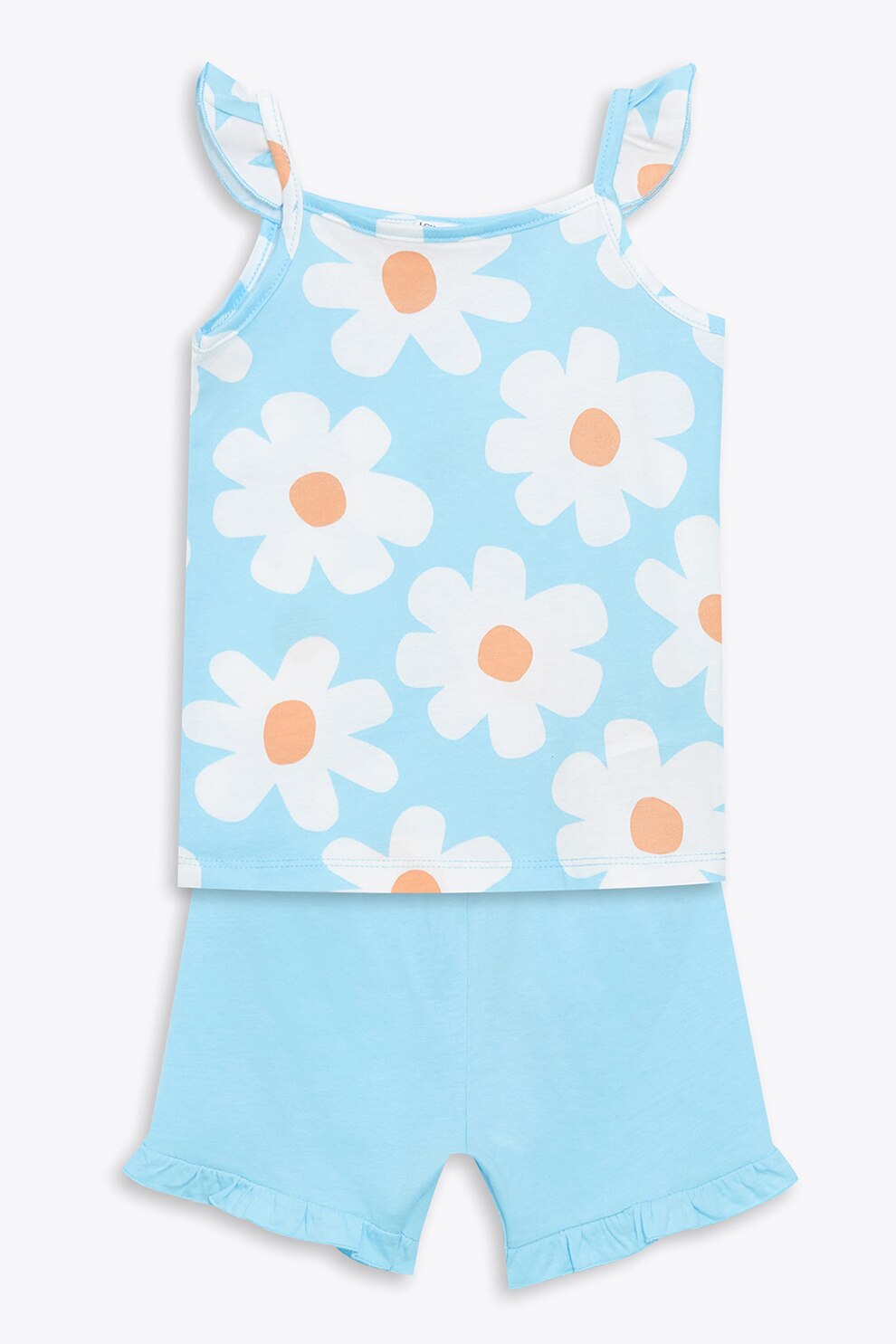 LC WAIKIKI, Set de top si pantaloni scurti, Alb, Albastru glaciar