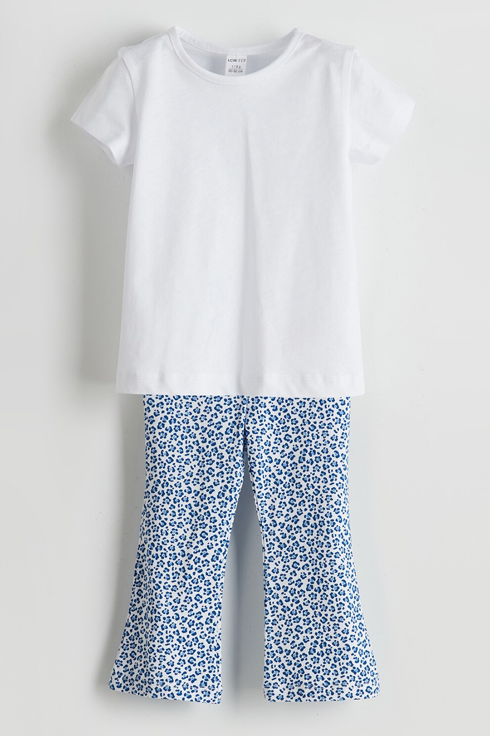 LC WAIKIKI, Set de tricou si pantaloni cu model floral, Alb