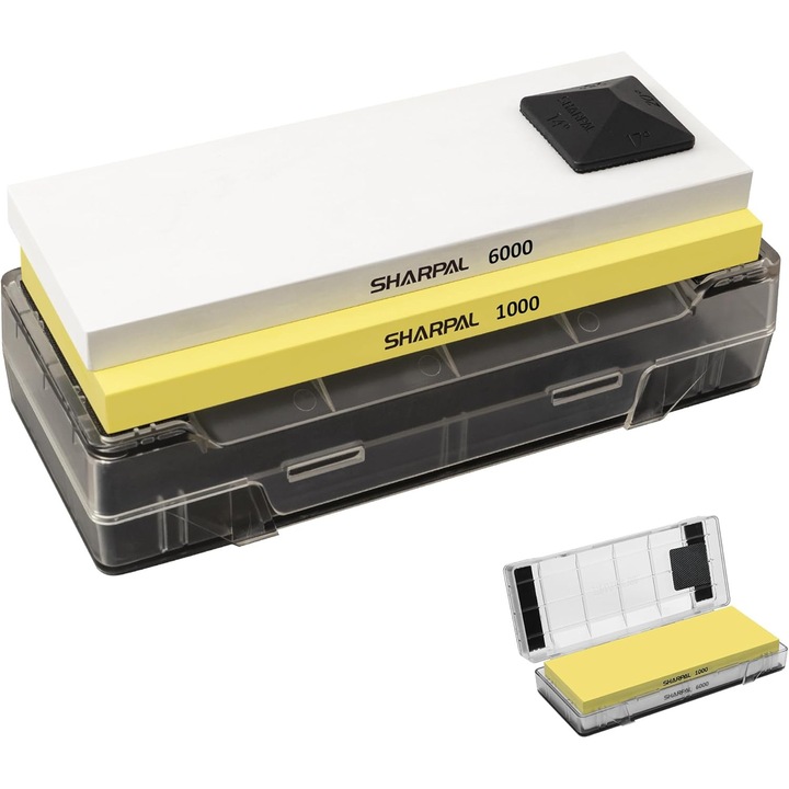 SHARPAL 140H – Set Profesional Piatra de Ascutit cu Baza Antiderapanta si Ghidaj de Unghi, Dual Grit 1000/6000, Fara Inmuire, 203 x 76 mm