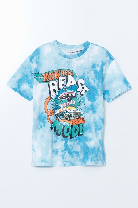 LC WAIKIKI, Tricou cu imprimeu How Wheels, Albastru deschis