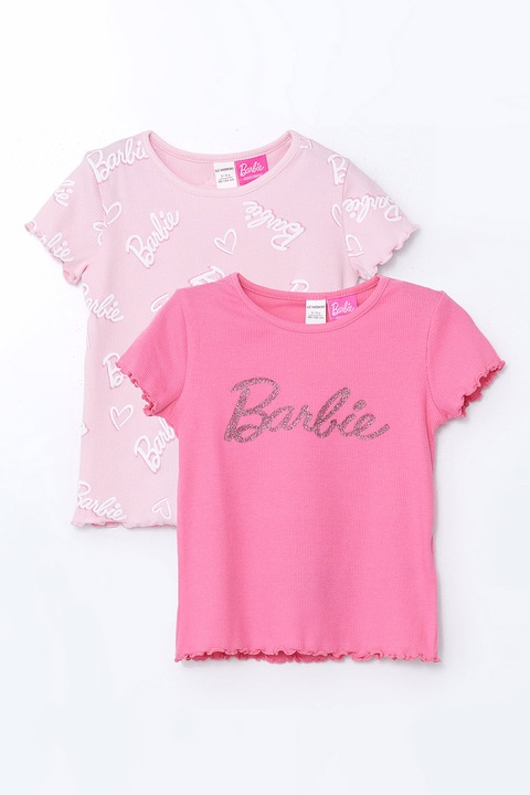 LC WAIKIKI, Set de tricouri cu imprimeu Barbie - 2piese, Roz