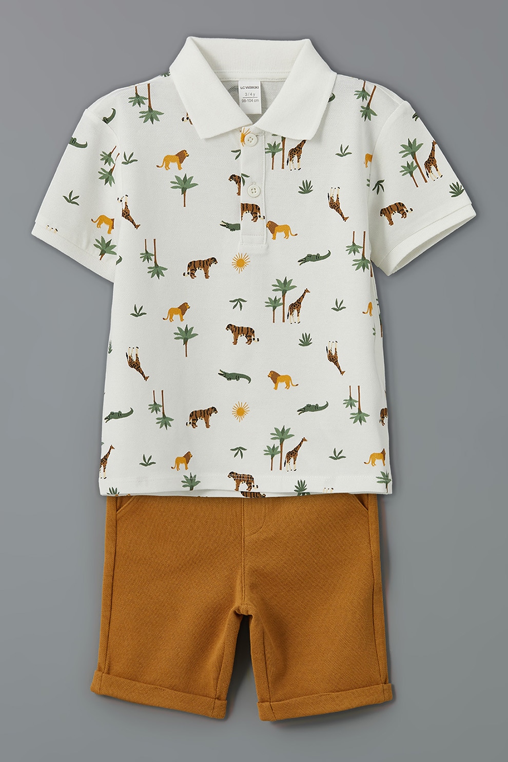 LC WAIKIKI, Set de tricou polo cu imprimeu si pantaloni scurti - 2