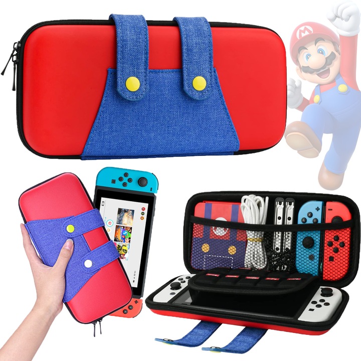 Защитен калъф за Nintendo Switch/Switch OLED, Dussdote, цветен дизайн, водоустойчив материал, 30x15x5см