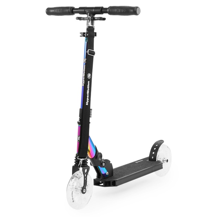 Kétkerekű roller szett használati utasítással, Hypermotion, Hyp Sc Holo Majestic, 100% alumínium váz, első lengéscsillapító, kiváló minőségű Abec-7 csapágyak, állítható kormánymagasság - 74/81/88 cm, 71x40x88/81/74 cm, többszínű