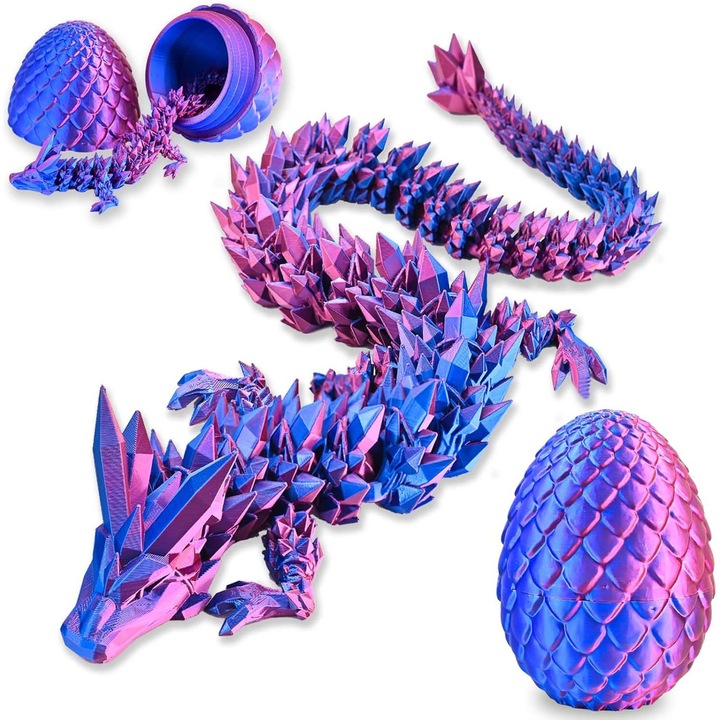 Figurina Dragon 3D, ou dragon, 22cm, articulatii mobile, portabil, durabil, potrivit pentru acasa, birou, decor, colectie sau cadou pentru baieti si fete, OUYLAF, colorata