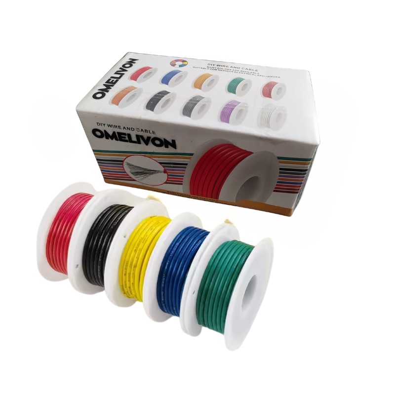 Cabluri Plastic Colorate Set 5 role cabluri siliconice, 5 x 10m, conductor cupru placat ...