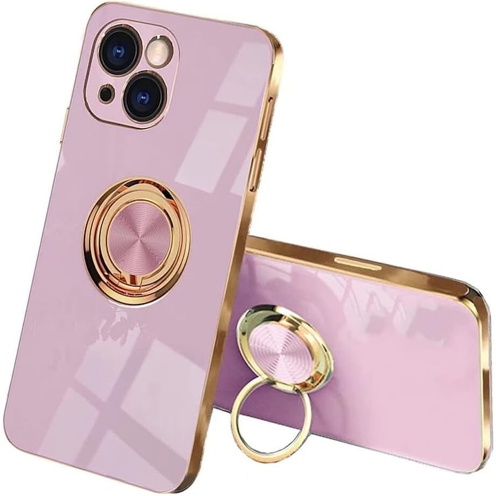 Husa HAOYE, compatibila cu Xiaomi Redmi Note 12 Pro 4G, TPU, flexibila, rezistenta la socuri, cu suport rotativ 360°, culoare mov