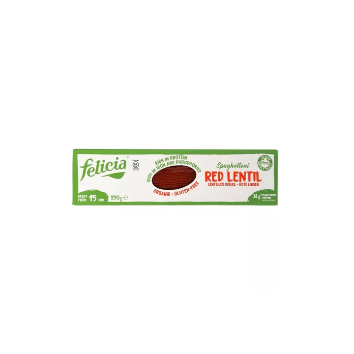 Felicia gluténmentes vöröslencse spagetti tészta 250g