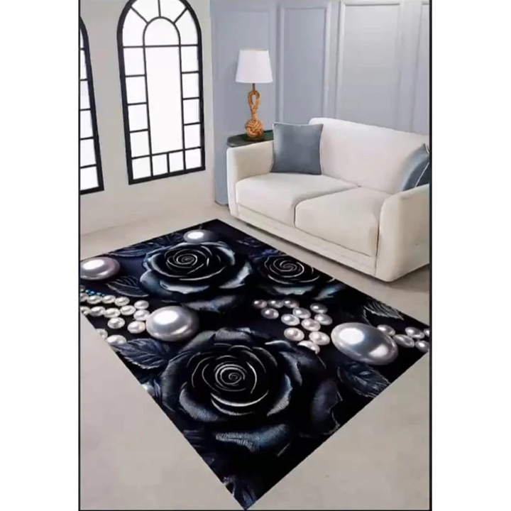 Covor Antiderapant Trandafir Negru M35 50X80