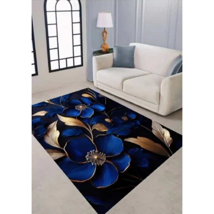 Covor Antiderapant Floare Albastra M36 120X200