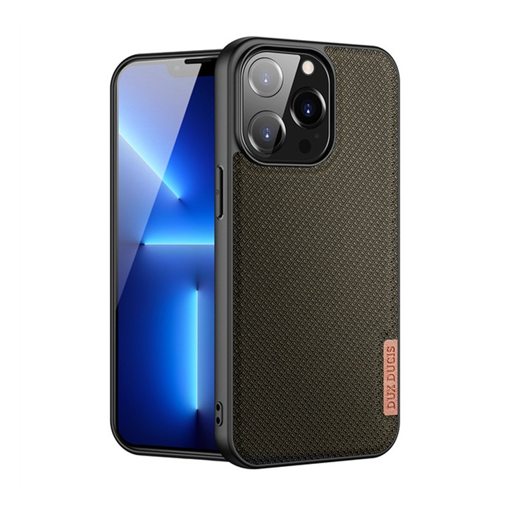 Prémium védőtok Apple iPhone 12 / 12 Pro készülékhez, OPTIM SOLUTION, modern szőtt textil anyagból, ujjlenyomat-taszító, ütésálló, precíz kivágások, vékony, áttetsző kialakítás, felső szintű OptimS védelem, khaki zöld