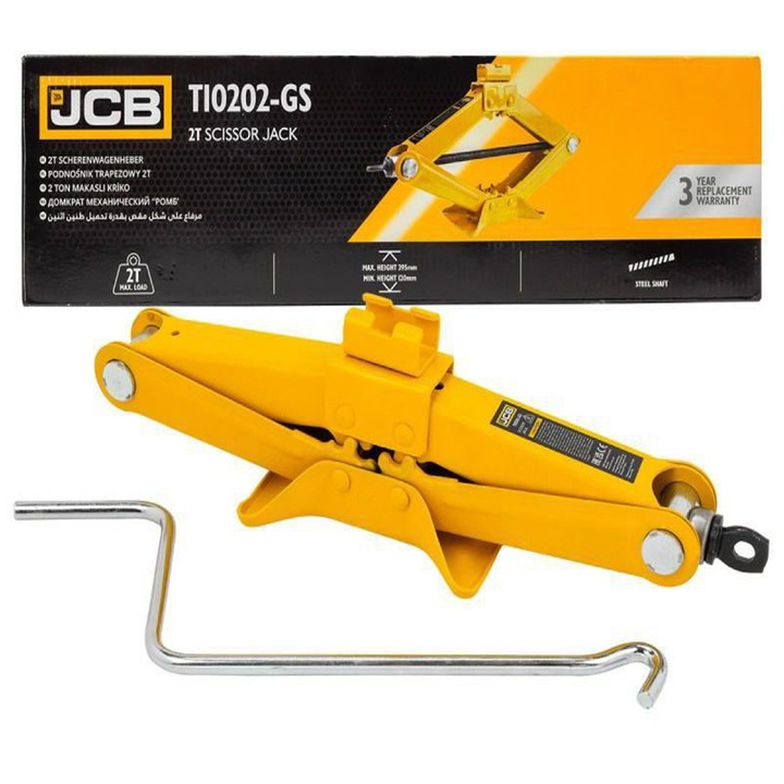 Cric Auto Trapez, Jcb, Jcb-T10202-Gs, Capacitate Maxima De Ridicare 2 T, Interval De Lucru De La 120 mm La 395 mm, Baza Larga Si Stabila, Strat De Protectie Rezistent La Coroziune, 120 x 395 mm