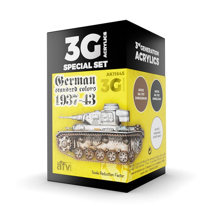 3Gen akrilfesték készlet, német AFV standard színek, 37-43, AK Interactive, 3x17ml