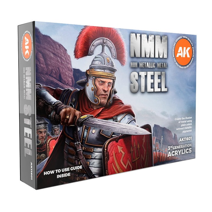 3Gen akrilfesték készlet, nem fémes acél, AK Interactive, 6x17ml