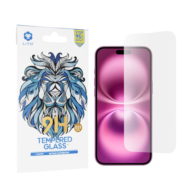 Glass shield Display pentru iPhone 16 Plus, T34, Protective glass, Transparent