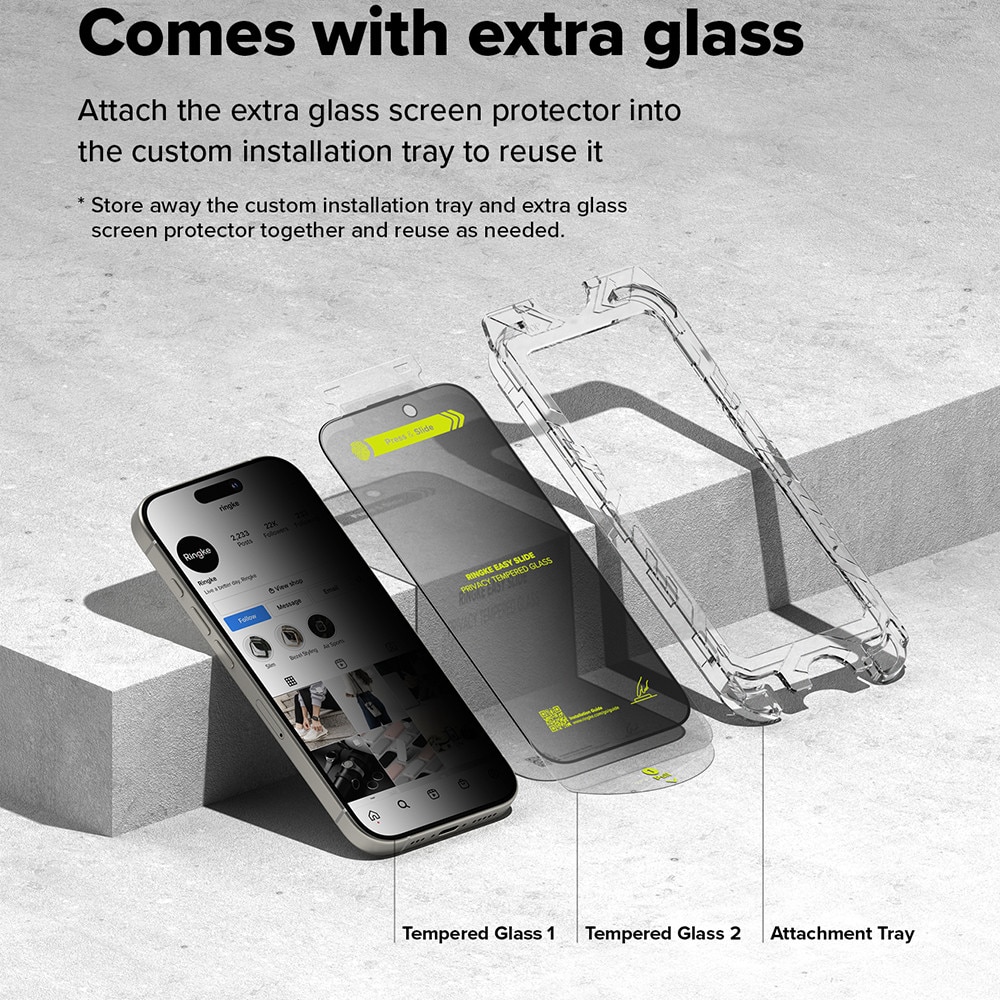 Folie telefon Ringke Sticla securizata Transparenta set 2 bucati pentru iPhone 16 Pro