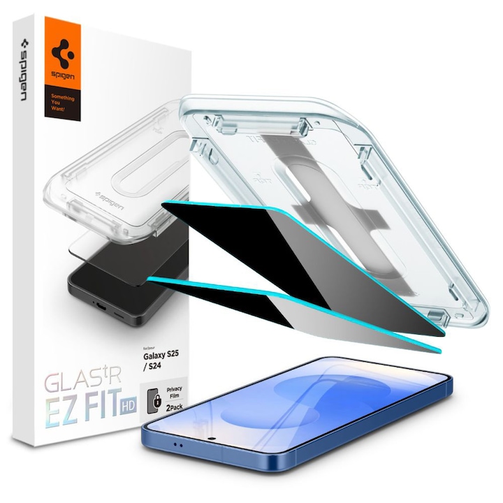 Samsung Galaxy S24 / S25 telefonhoz fólia (2 db-os készlet) - Spigen Glas.tR EZ FIT HD - Adatvédelem