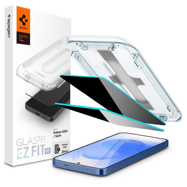 Samsung Galaxy S24 Plus / S25 Plus telefonvédő fólia (2 db-os készlet) - Spigen Glas.tR EZ FIT HD - Adatvédelem
