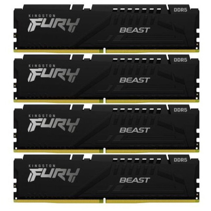 Memorie RAM Kingston FURY DDR5, 64GB, 6000, CL40, negru, set 4x16GB