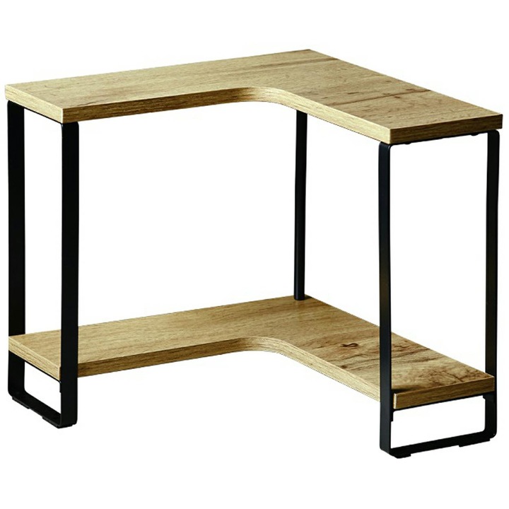 Рафт за кухня, Kesper, Fiset, Ъглов, стенен, 30x30x28 см, бронзов, черен, MDF, стабилна конструкция, екологични материали, двуетажна конструкция