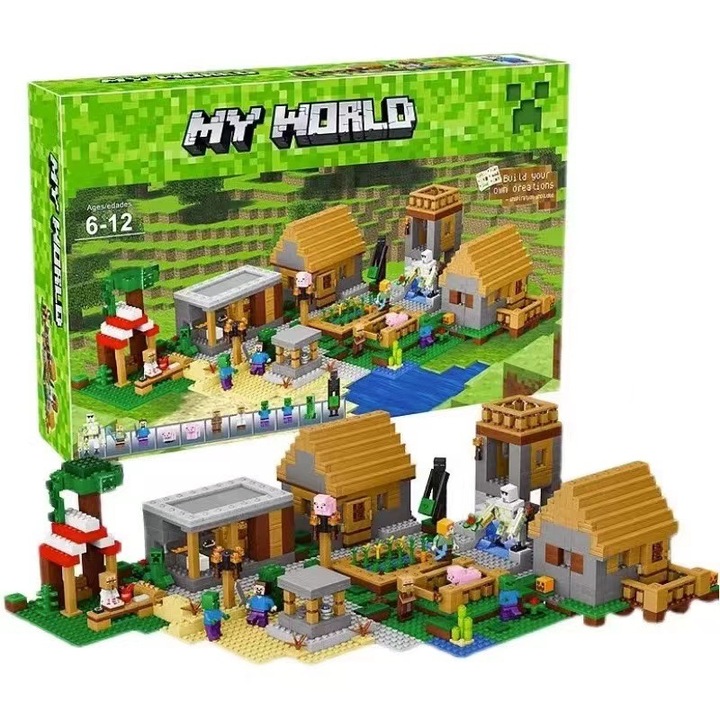 Puzzle játékok, kompatibilis építőkockák my world dupla ház falu, gyakorlat előnye intelligencia