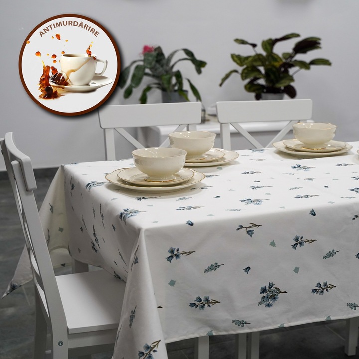 Folteltávolító terítő 100% pamut 160x220 cm, Kék virág