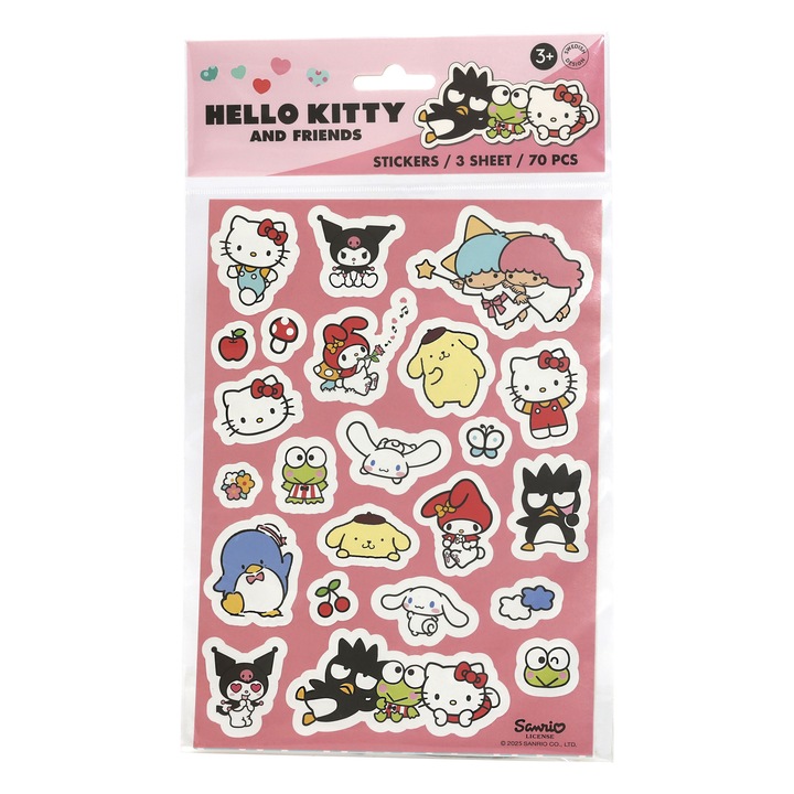 70 darabos dekoratív matricakészlet Hello Kitty, Micki, többszínű, 3 éves kortól