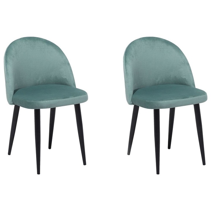 Set de 2 scaune dining Visalia Catifea Verde menta