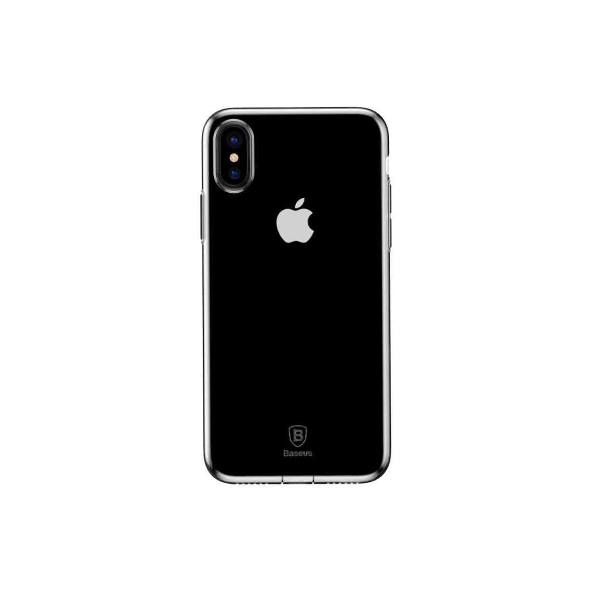 Carcasa protectie spate din gel TPU cu dopuri anti-praf pentru iPhone X 5.8 inch, neagra