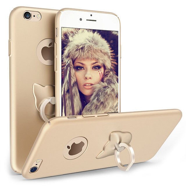 Husa telefon Iphone 8 ofera protectie 3in1 Ultrasubtire Silk Gold Cat Ring