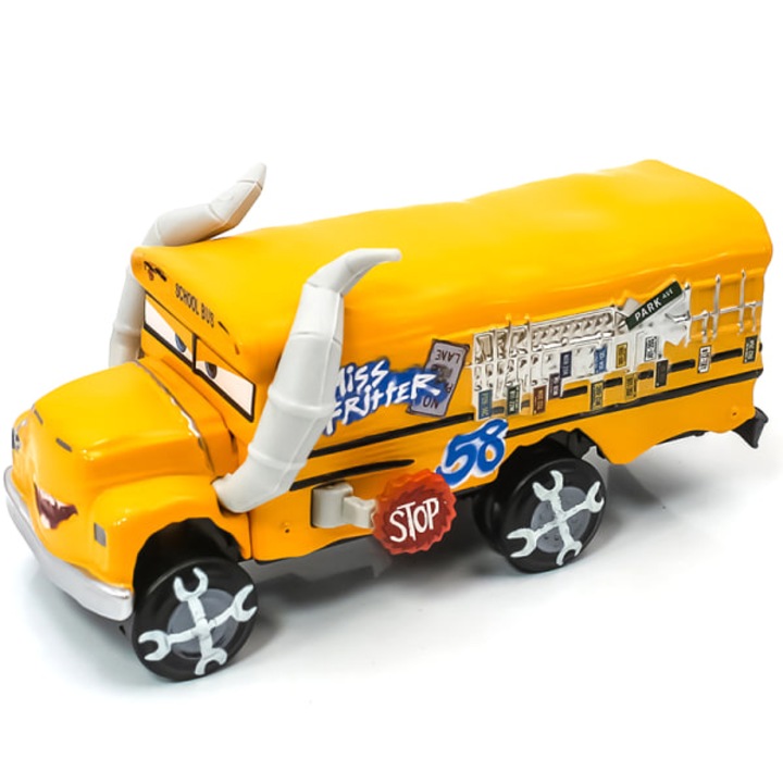 Masinuta diecast Pixar Cars 3 Miss Fritter, metal, galben, 11x4.5x6cm