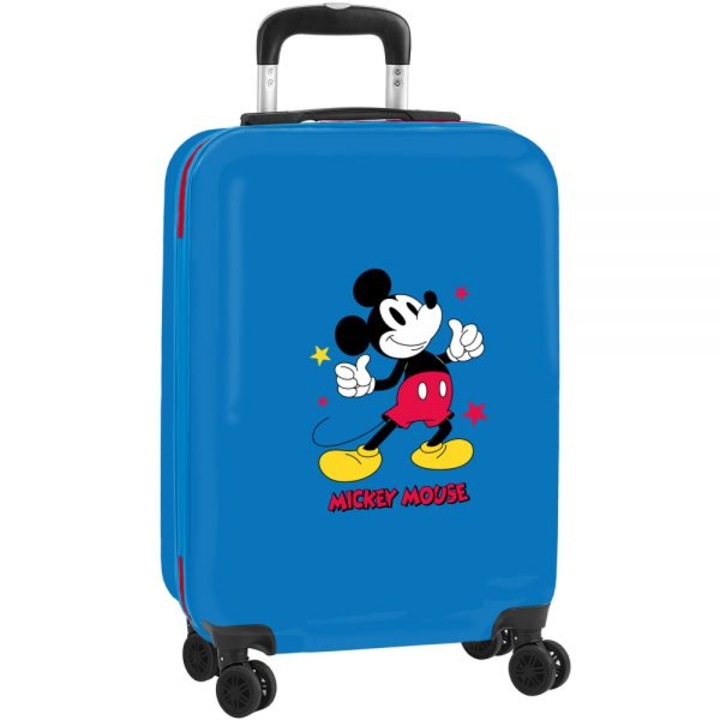 Troler Mickey Mouse, 34x55x20 cm, albastru, 4 roti spinner, carcasa rigida