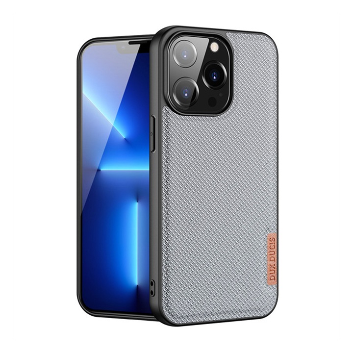 Prémium védőtok Apple iPhone 12 / 12 Pro készülékhez, OPTIM SOLUTION, modern szőtt textil anyagból, ujjlenyomat-taszító, ütésálló, precíz kivágások, vékony, áttetsző kialakítás, felső szintű OptimS védelem, szürke