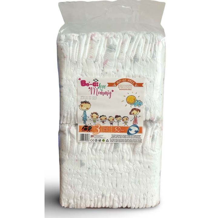 Пелени BO-GI Love Mommy Premium Midi, размер 3, 5-9 кг, 50 бр.