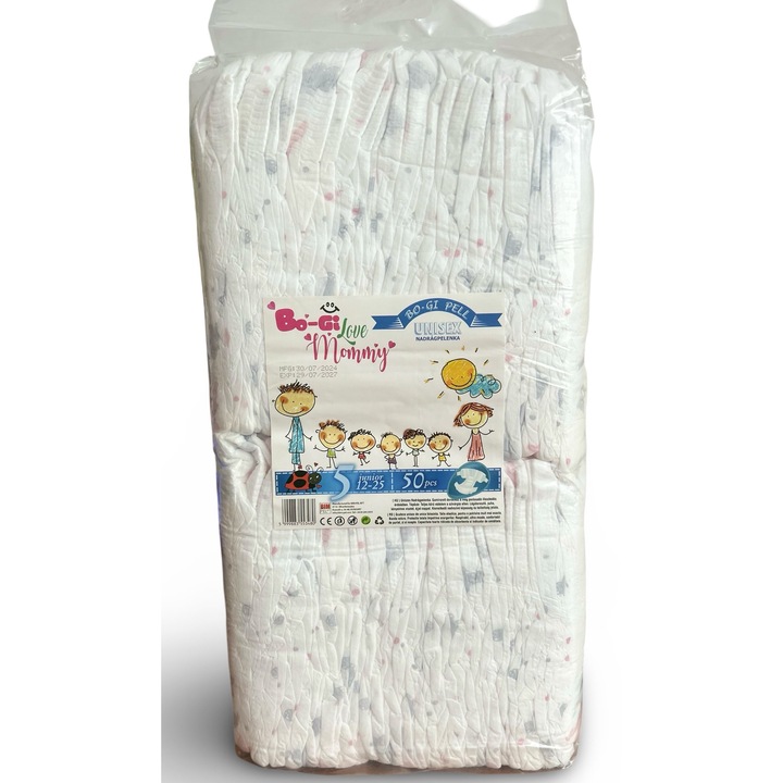BO-GI Love Mommy Prémium Junior pelenka, 5-ös méret, 12-25 kg, 50 db