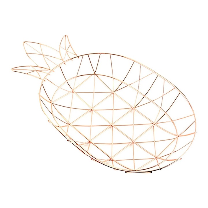 Cos fructe YANYXR din fier forjat, design ananas, otel inoxidabil, 25x15x15cm