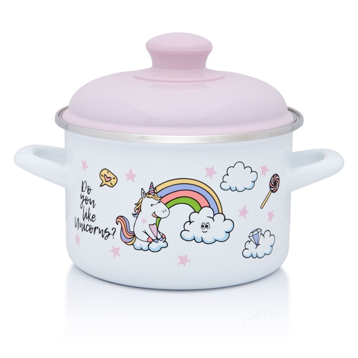Oala 2l cu capac Unicorn Metalac email/16cm/2l
