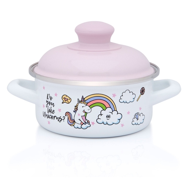 Cratita 1l cu capac Unicorn Metalac email/14cm/1l