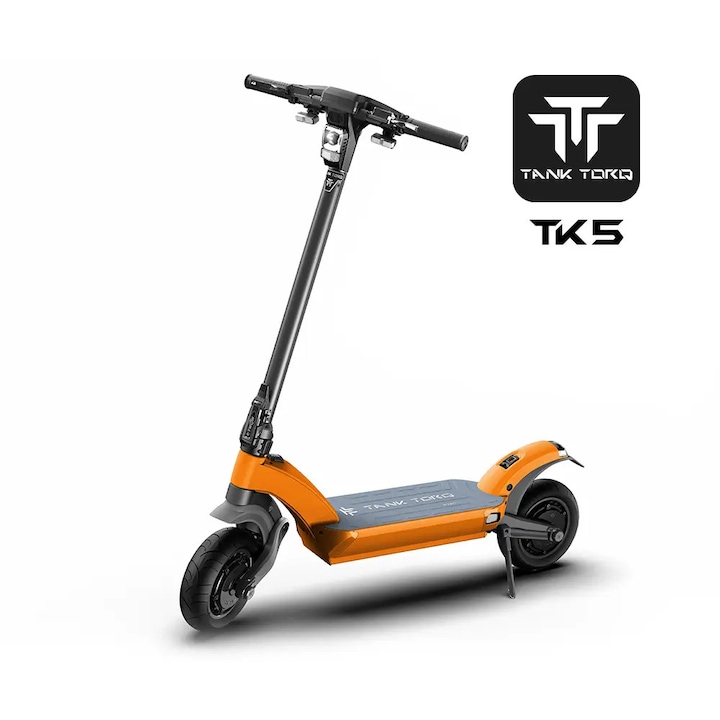 Trotineta electica E-TWOW TankTorq TK5, Roti 10", 2 x 1000W, baterie 60V/21 Ah, Autonomie maxima 80km, Viteza maxima 50 km/h, Frane hidraulice pe disc, amortioare hidraulice (Portocaliu)