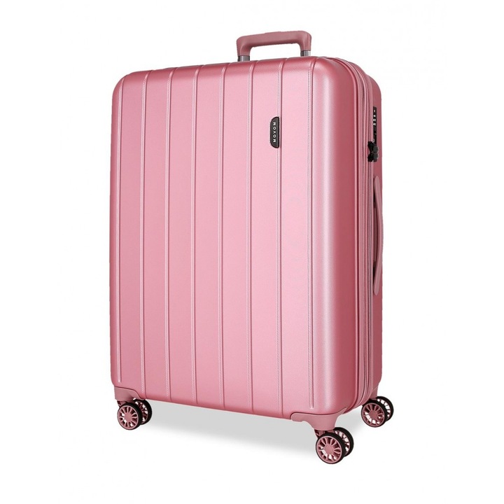 Troler mediu, Movom Wood, ABS, expandabil, TSA, roz, 65x48x27 cm