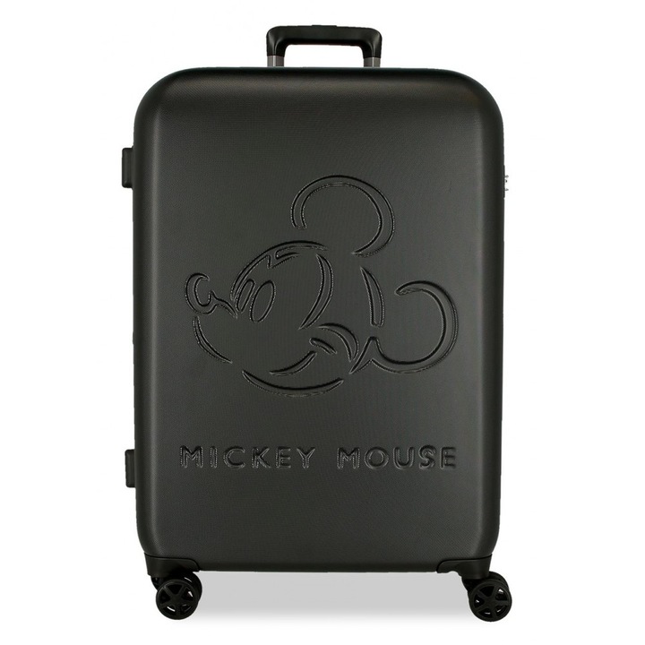 Troler copii, Disney Mickey Good trip, ABS, expandabil, TSA, valiza medie, neagra, 70x49x27 cm