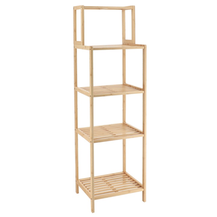 Set Raft De Baie, Tendenta, Tendenta, Lambie, 125x35x0.4 cm, Natural, Material Bambus, Rezistenta La Umiditate, Usor De Curatat, Caracter Cald Si Natural