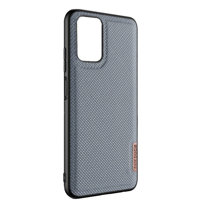 Prémium védőtok Xiaomi Redmi Note 10 / 10s készülékhez, OPTIM SOLUTION, Modern szőtt textil anyagból, ujjlenyomat-álló, ütésálló, precíz kivágások, vékony, áttetsző kialakítás, felső szintű OptimS védelem, szürke