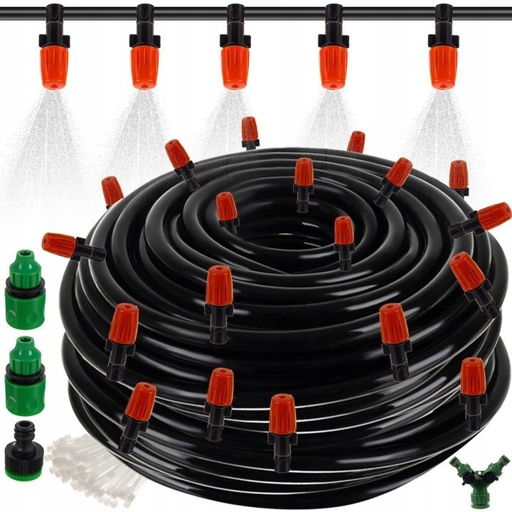 Set de irigare prin picurare 30M, PrzydaSie, 20 picuratori, 30 duze, 50 racorduri, 5mm