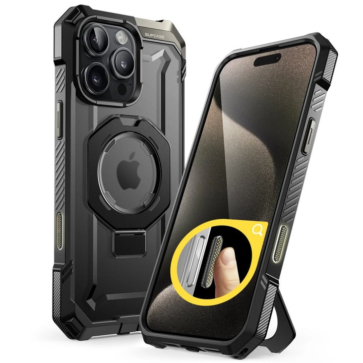Защитен калъф, Съвместим с iPhone 16 Pro, S63, Lexgard, Deep Dark
